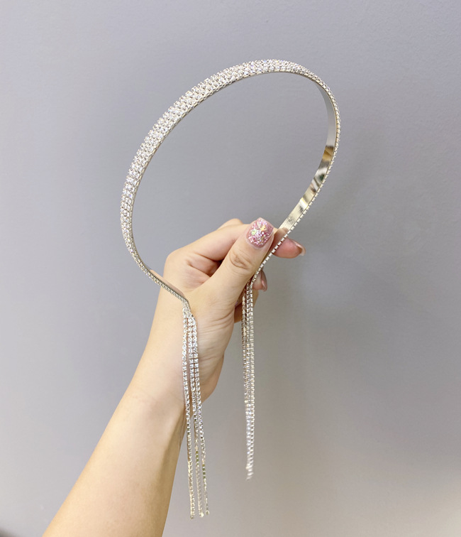 Vintage Rhinestone Headband Korean Tassel Steel Ring Baroque Bride Thin Headband Princess Girl Hair Cave Wholesale Nihaojewelry display picture 11