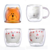 Wholesale home double -layer water cup Winnin Cup Breakfast Milk Cup Kitten Glass Cute Animal Men and Women Couple Cup