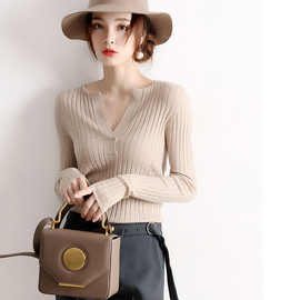 2020羊绒针织衫毛衣女V领套头 秋冬装新款长袖上衣内搭外穿打底衫