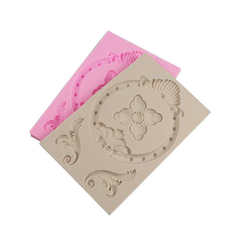 Patrón retro de estilo europeo pastel en relieve molde de silicona ritmo seco molde de epoxi molde fondant molde de borde de encaje