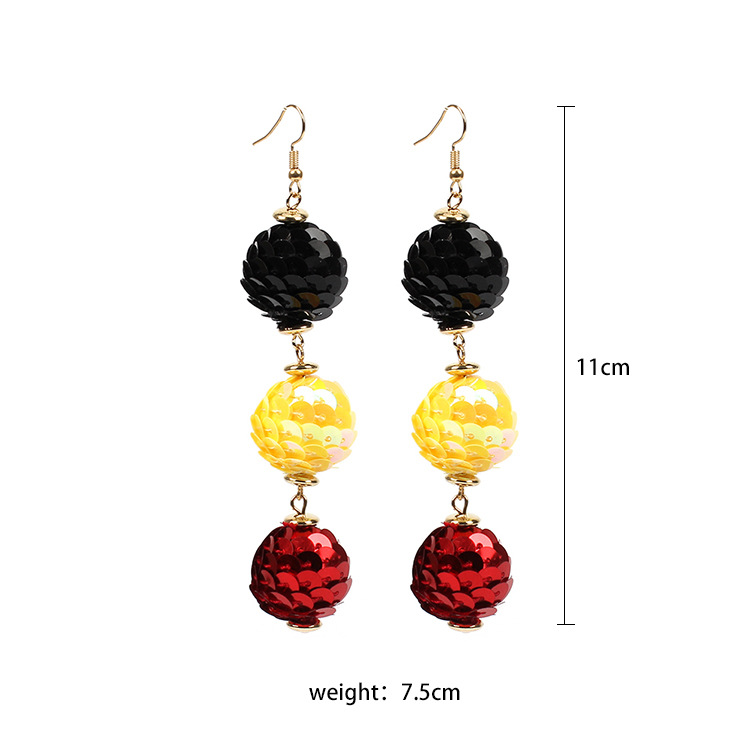8g Weight Earrings Classification Wedding, Travel, Birthday, Festival Occasion Women'S Gender Vintage Style Style Red, Gold, Black Color Punk Super Glitter Ball Tassel Earrings Disco Dancing Style Retro Hong Kong Style 无