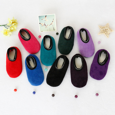 儿童室内袜不倒绒透气短袜纯色宝宝学步防滑袜亲子早教袜logo定制