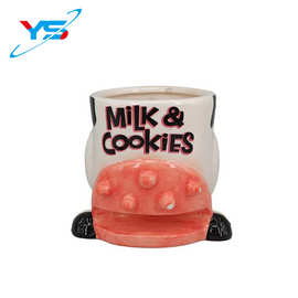 外贸原单创意陶瓷手绘3D立体卡通创意陶瓷奶牛放饼干杯牛年礼品