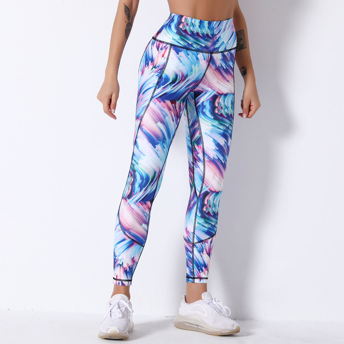 Breathable quick-drying printed high waist tight elastic yoga pants NSNS11062
