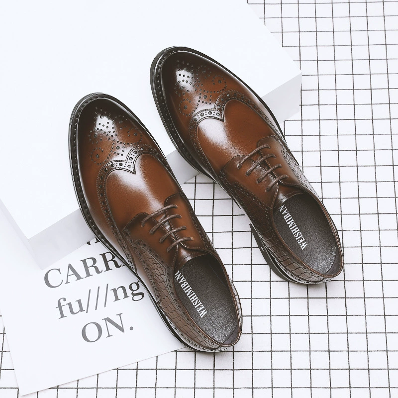 Мужская обувь, лето 2024, новые туфли-броги из резной кожи, модные дышащие деловые туфли из натуральной кожи, официальная обувь, свадебные туфли.