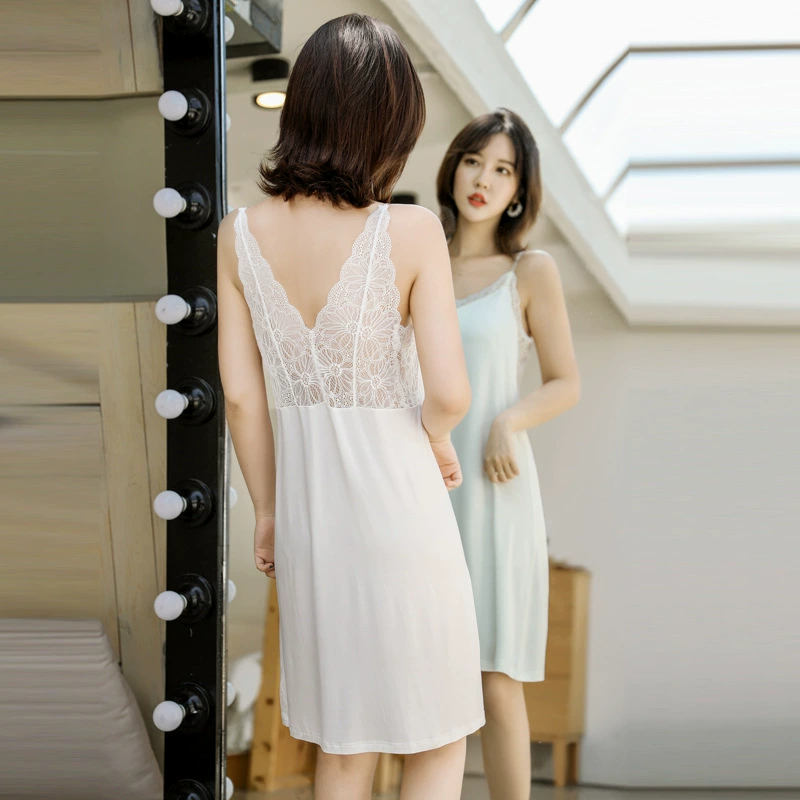 Слинг ночная рубашка женская летняя Дворцовая кружевная сексуальная пижама с нагрудной подкладкой домашнее платье плюс размер платье Ночная рубашка 1442
