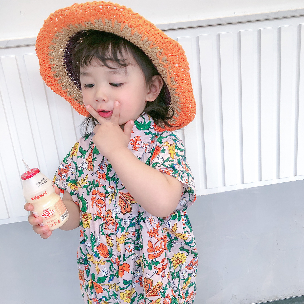 Straw Hat Summer Beach Small Fresh Japanese Sunscreen Child Fisherman Hat Korean Fashion Parent-child Rainbow Hat Wholesale Nihaojewelry display picture 10