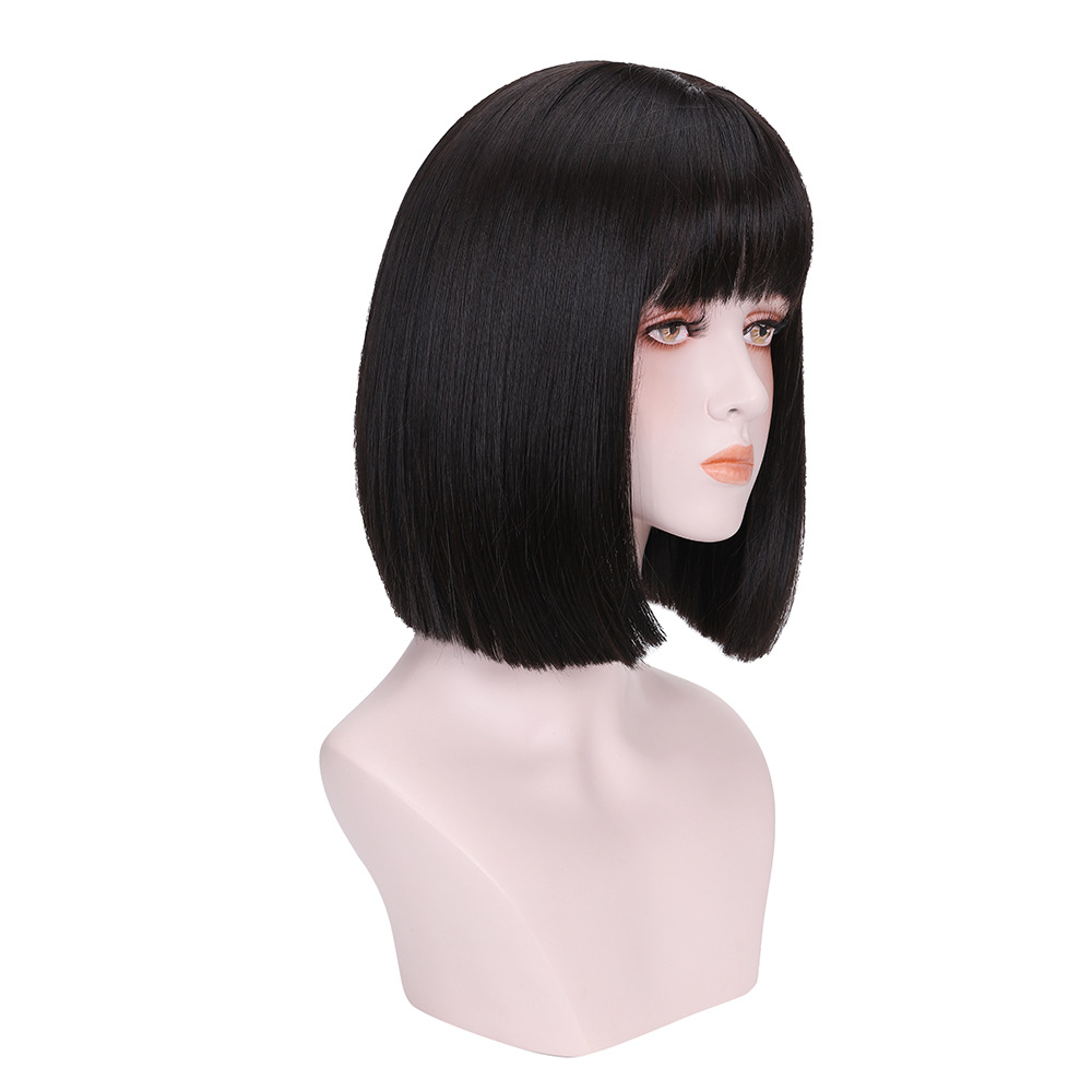 synthetic wig Princess cut female air bobo fashionable shoulder length bangs wig headband_voghion.com