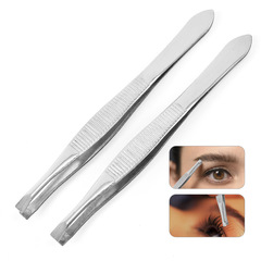 Manufacturer's creative multi-functional stainless steel horizontal stripe flat eyebrow clip beauty makeup eyebrow pliers tweezers beauty supplies