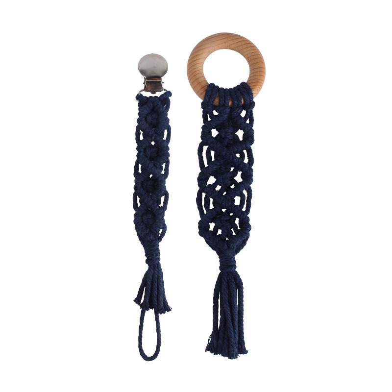 Popular plana pezón clip de haya anillo de juguete de los niños DIY bebé creativo hecho a mano tejido pezón cadena traje