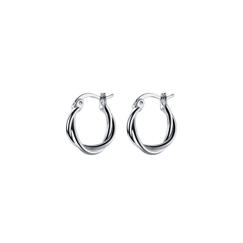 Eloch S925 línea trenzada de plata botones de orejas para mujeres envueltas aretes geométricos europeos y americanos aretes retro G7481
