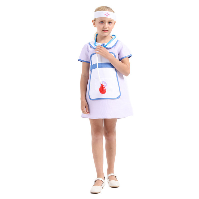 Halloween new children’s clothing Girls Purple nurse Cosplay role play cos costume ball dress