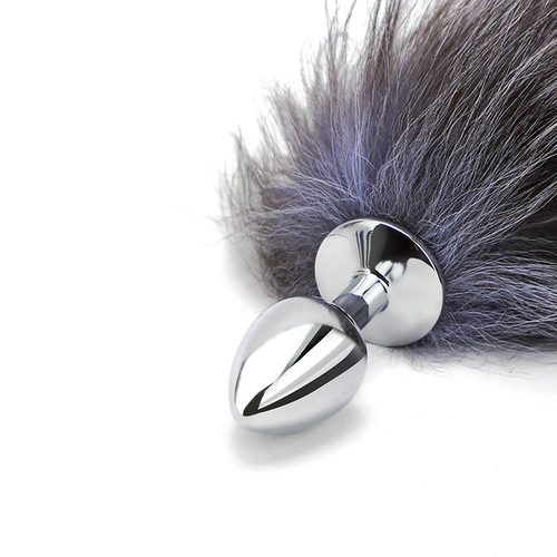 Adult novelty female anal toy, sexy fox tail, small metal genuine dog tail anal plug