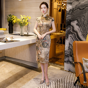 Chinese Dresses Qipao for women robe chinoise cheongsam Cheongsam exquisite long single layer cheongsam retro banquet