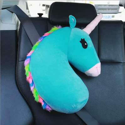 pillow pillow sleeping — Headrest - green-unicorn-right-seat