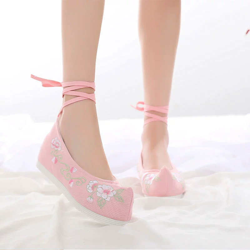 Обувь ханьфу, Женская старинная одежда, старинная Пекинская Тканевая обувь, женская обувь в этническом стиле, старинная вышивка, танцевальная обувь, женская Однослойная обувь