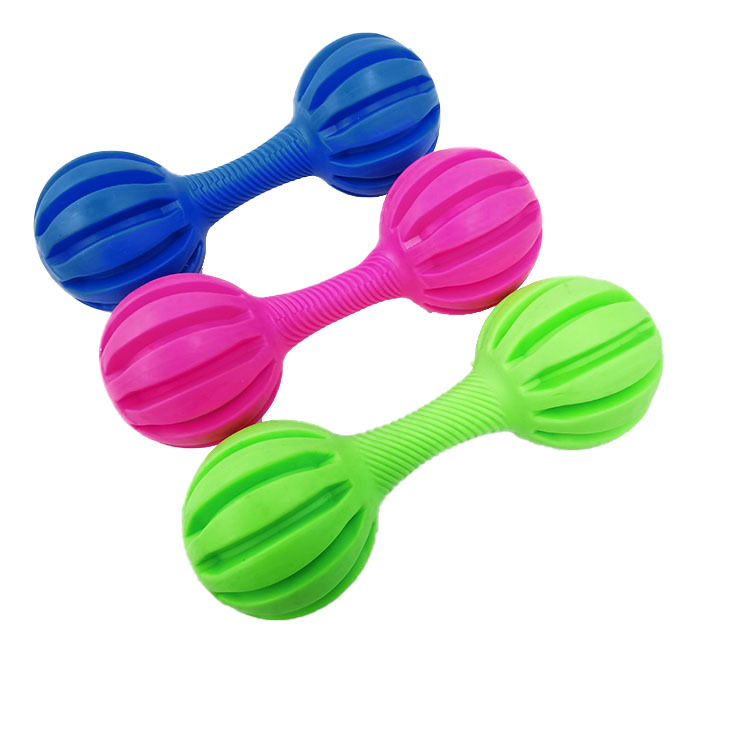 Mascota de juguete Barbell TPR perro suave mordedor de goma palo perro entrenamiento perro mordedura-resistente fábrica de juguetes de fortalecimiento de dientes en stock al por mayor