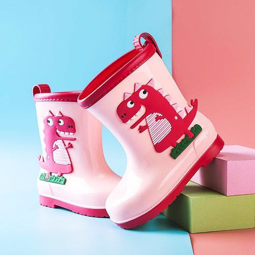 Children's Dinosaur Rain Boots, Unisex Toddler Slip-Resistant and Fleece-lined Baby Rain Boots, Kids' All-Season Water Rain Boots