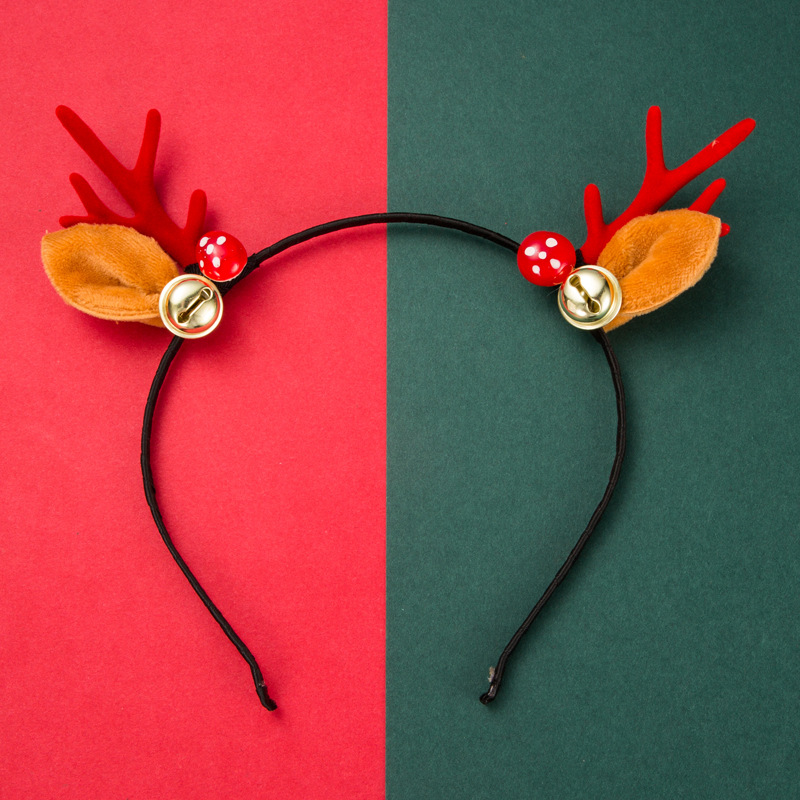 Christmas Series Resin Mushroom Flannel Bell Antlers Hair Band display picture 2