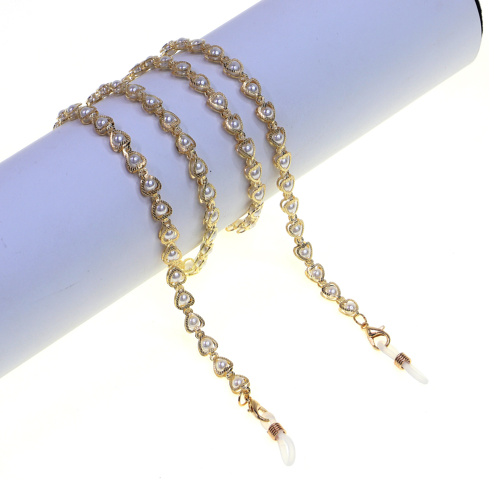 20g Weight Metal Material Korean Fashion Hot Section Fashion Simple Golden Peach Heart Pearl Glasses Chain Glasses Chain Wholesale Nihaojewelry 3
