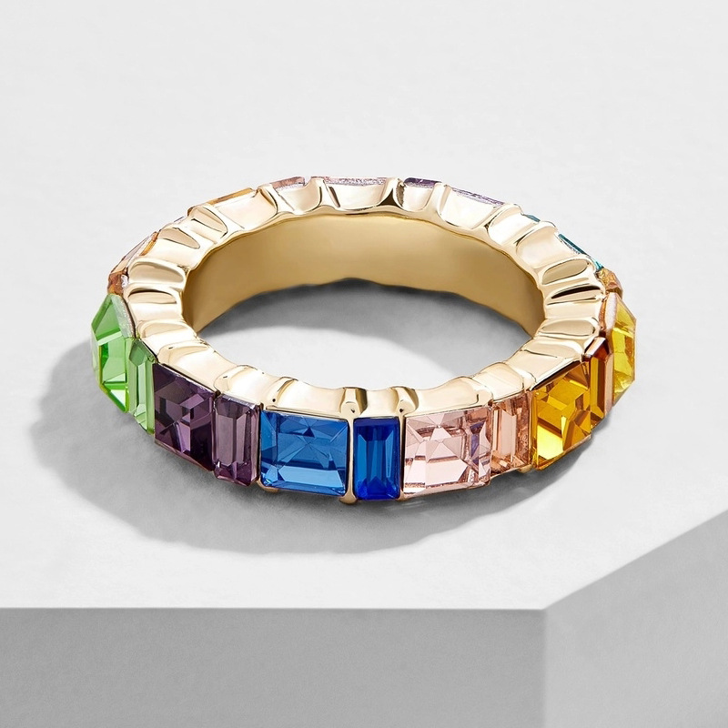 hot-selling copper rings fashion gold-plated color zirconium geometric ring wholesale nihaojewelry