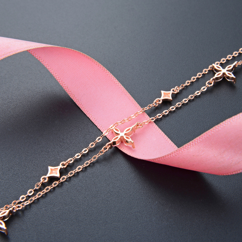 Japonés y coreano estilo Super Fairy moda dulce ZIRCON joyería S925 plata esterlina trébol pulsera de las mujeres temperamento joyería