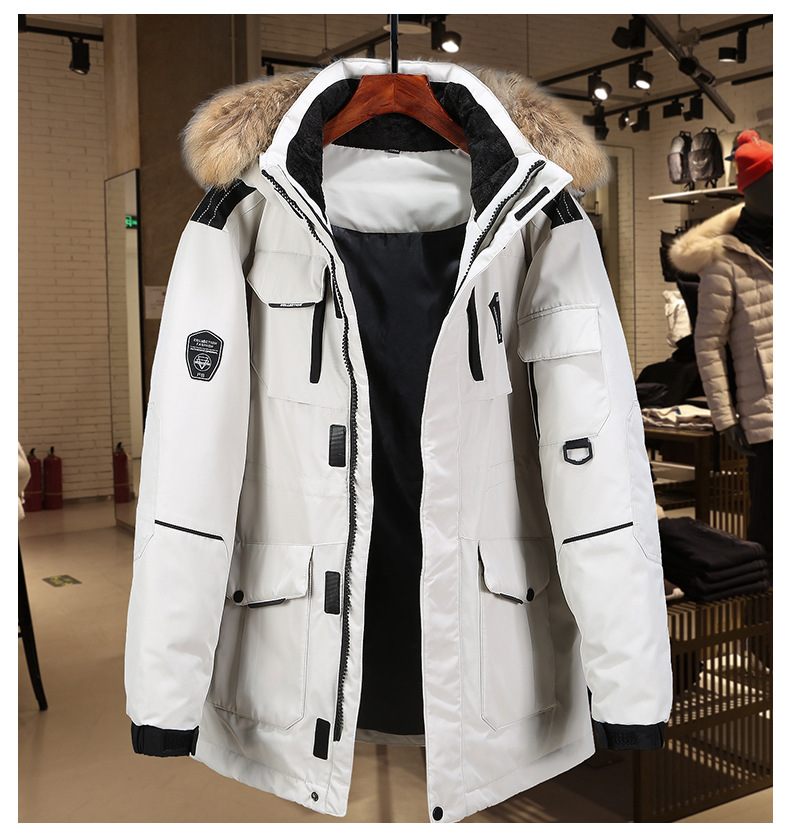 Herren Mantel Jacke mittellang beliebte Arbeitsjacke abnehmbare Kapuze große Größe Manteloberteil 5858_voghion.com