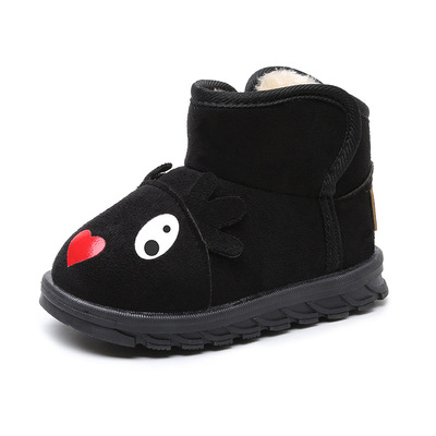 兒童雪地靴軟底防滑韓版可愛卡通19新款女男棉鞋加絨面厚保暖寶短