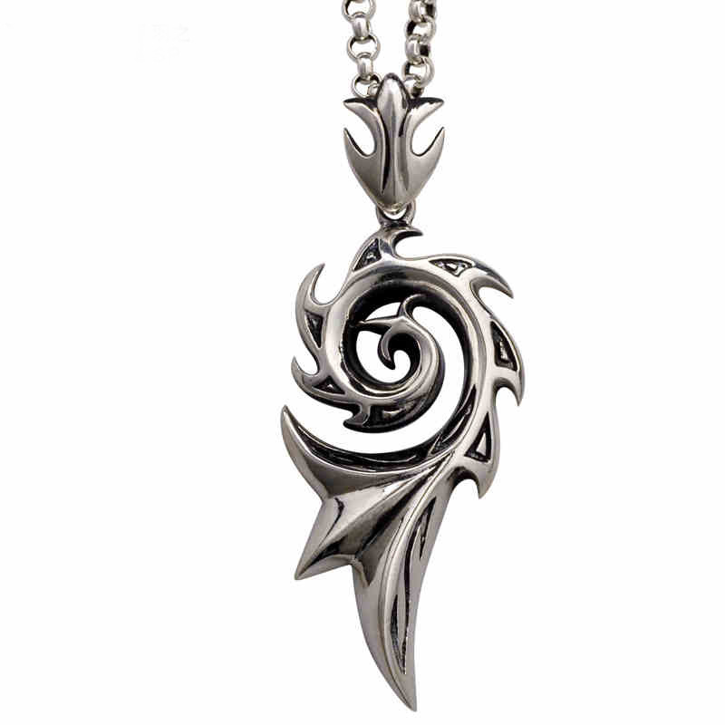 Personalized Spiral Flame Titanium Steel Pendant Necklace Jewelry_voghion.com