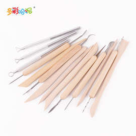 14件套装 陶艺泥塑刀 油泥雕塑工具 面塑软陶 雕刻造型实木工具