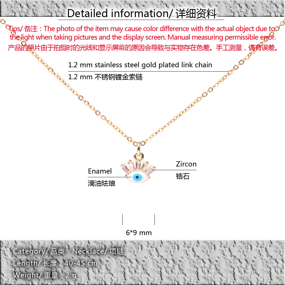 Hot Accessories Micro Inlaid Zircon Devil&#39;s Eye Blue Eye Necklace Women&#39;s Clavicle Chain Wholesale display picture 1