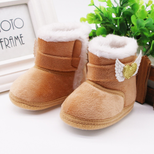 Baby shoes 0-1 years old newborn baby shoes high top solid color snow boots cuff sleeves do not fall off plus velvet thickened cotton shoes