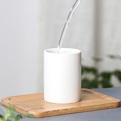 簡約陶瓷漱口杯 酒店用品旅行刷牙杯直筒無手柄水杯定制logo茶杯