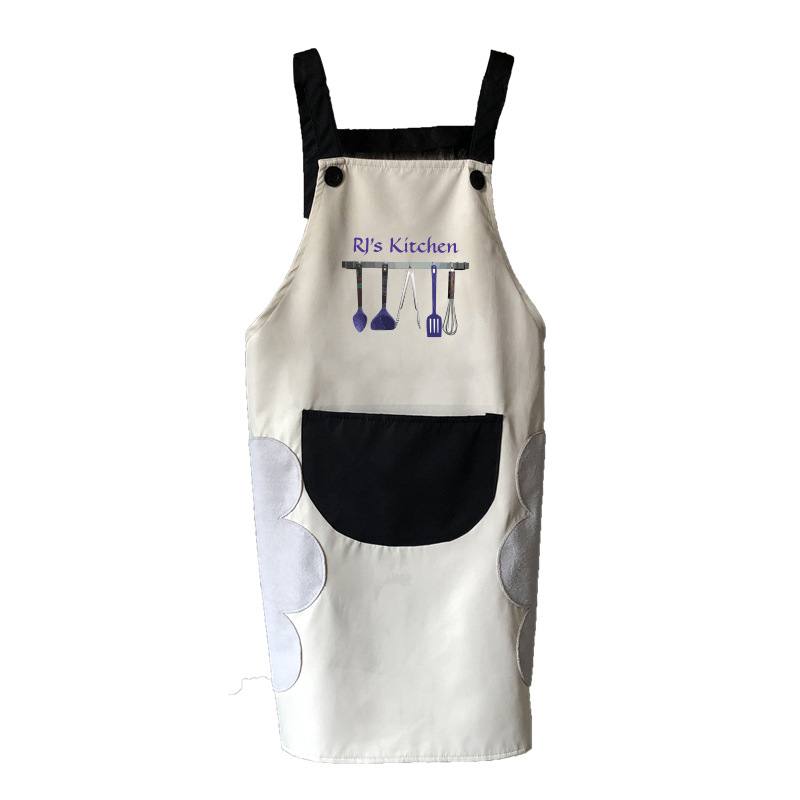 Delantal de impresión de logotipo impreso trabajo camarero moda coreana femenina cocina limpieza borrable delantal de mano