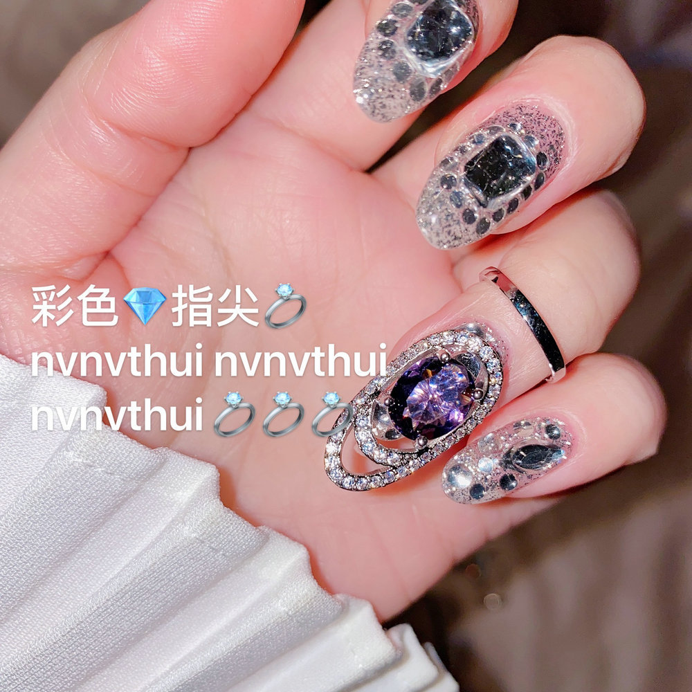 Xi GE 풍부한 보라색 지르콘 손끝 반지 하나