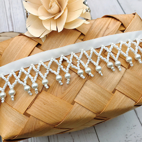 10 Yard Handmade beaded pearls Edge Trim ribbon for DIY dance dresses cheongsam hanfu shoes and hats Bags wedding party decoration curtains pillows DIY accessories