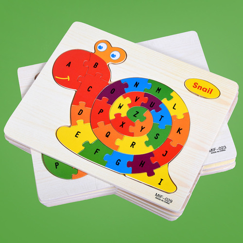 Wooden English children's 26-letter recognition plane puzzle toy Early education letter recognition graphic educational toy