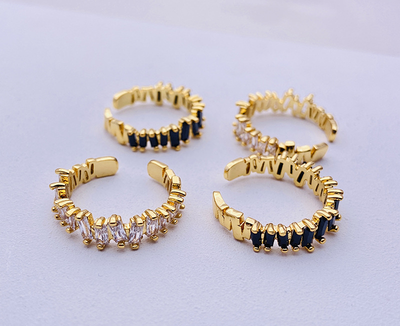 Geometric Pattern Fashion Geometric Copper Inlay Zircon Open Ring