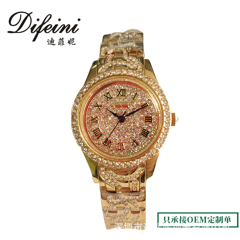 欧美跨境爆款货源工厂满天星小金表女士防水满钻日本机芯石英女表