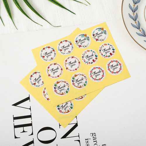 Wreath thank you colorful baking packaging sticker plastic bag decorative seal sticker thank you sticker