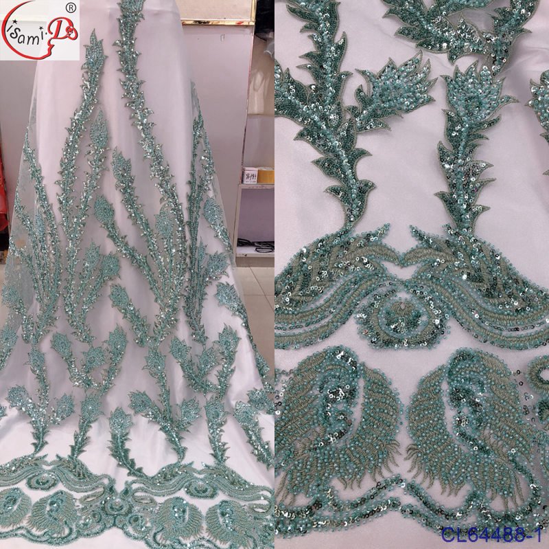 重磅晚装常用绣花钉珠片蕾丝现货连衣裙礼服面料CL64488晚宴