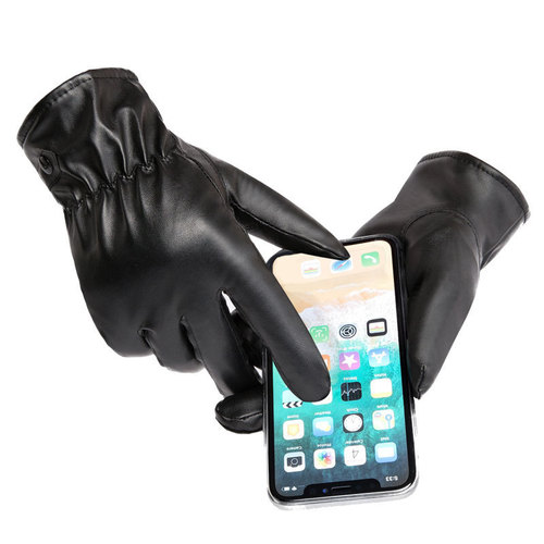 Men and Women's Glove, PU Leather, Autumn/Winter Warm Touch Screen Glove, Cycling PU Leather Glove Wholesale
