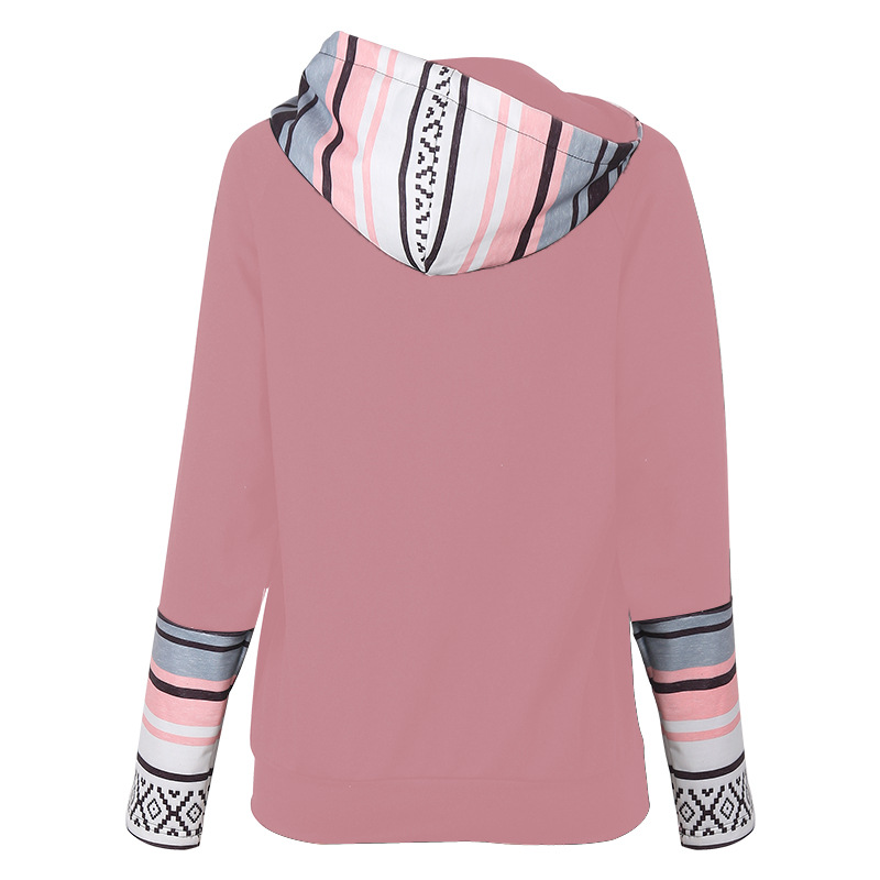 autumn and winter hot style women's printed stitching thickened all-match hooded sweater NSKX5791