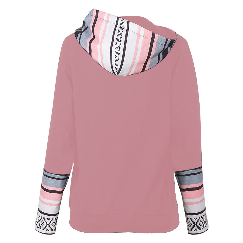 autumn and winter hot style women s printed stitching thickened all-match hooded sweater NSKX5791