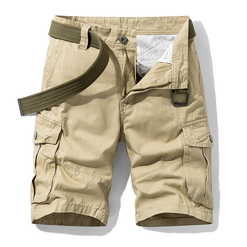 Pantalones cortos de ropa de trabajo de verano sueltos más el tamaño de los hombres quinto pantalones multi-Bolsillo de algodón transpirable recta casual