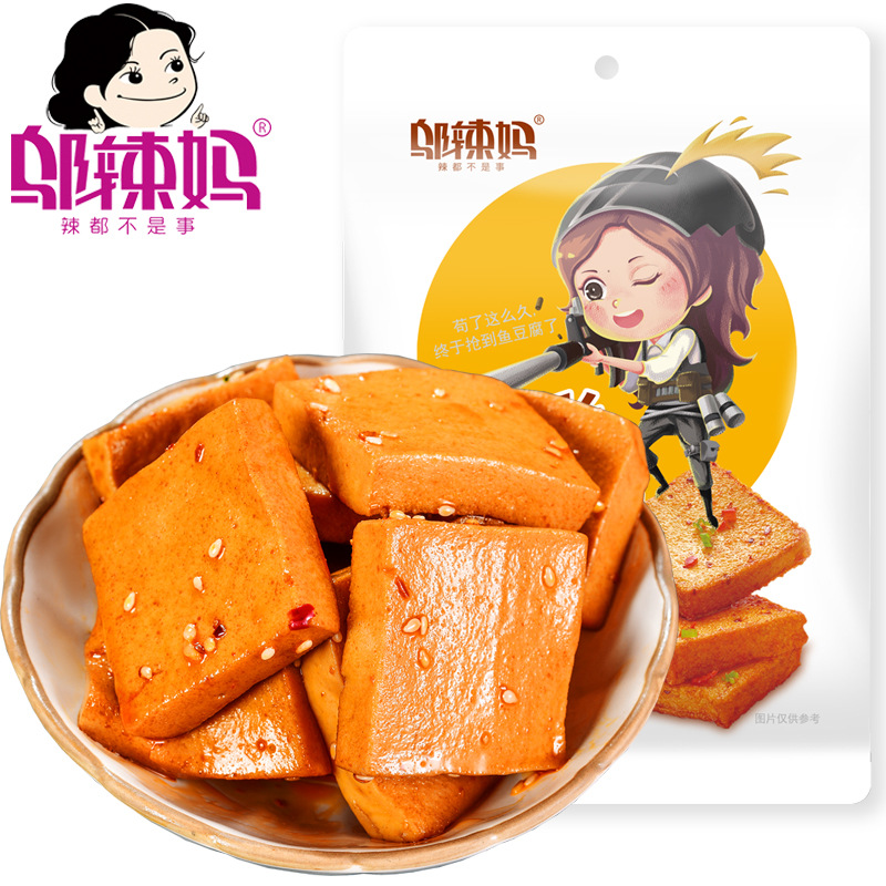 邬辣妈鱼豆腐豆腐干208g滑嫩鱼板烧豆腐干烧烤休闲办公室辣条零食
