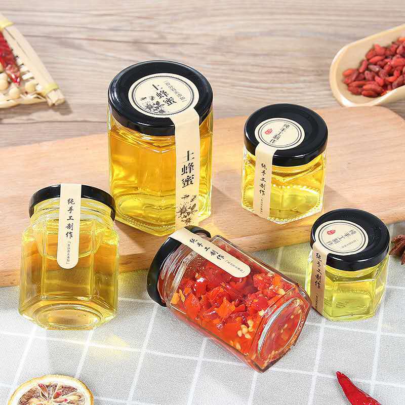 蜂蜜瓶酱菜瓶罐头280ml批发玻璃瓶带盖包装密封罐食品级密封罐