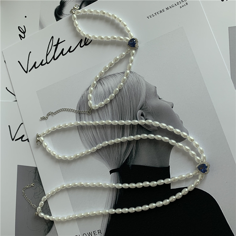 Zircon Love Pearl Necklace Bracelet Super Flash Shell Bead Set Wholesale Nihaojewelry display picture 3