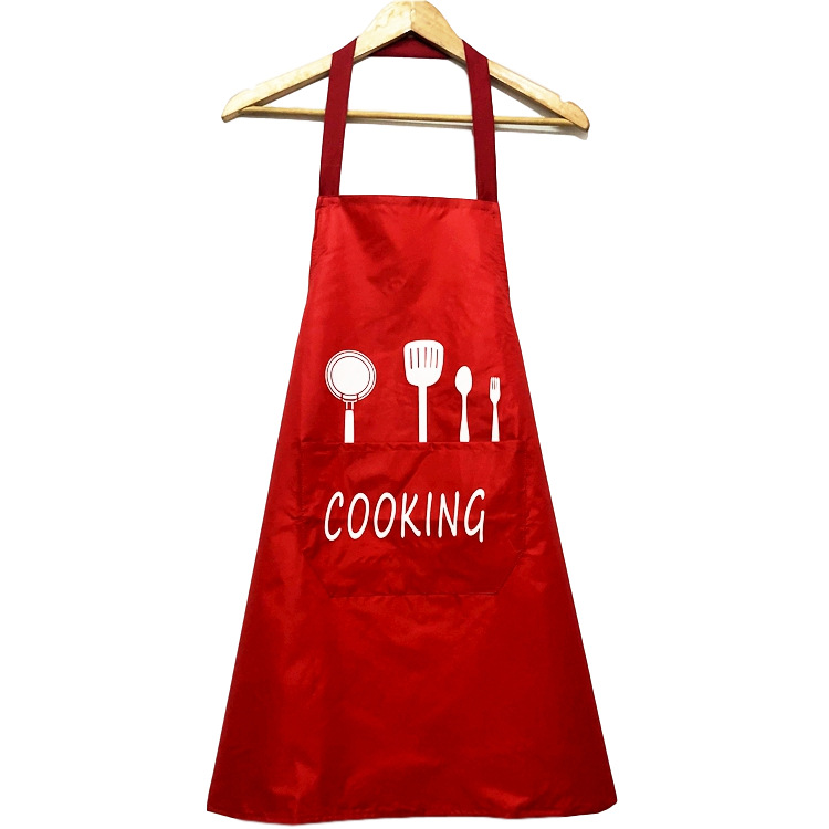 新款北歐風刀叉簡約圍裙廚房防油防水圍裙時尚家用挂脖女圍腰批發