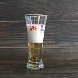 外贸广告啤酒杯喇叭杯，机吹玻璃啤酒杯，吹制喇叭杯